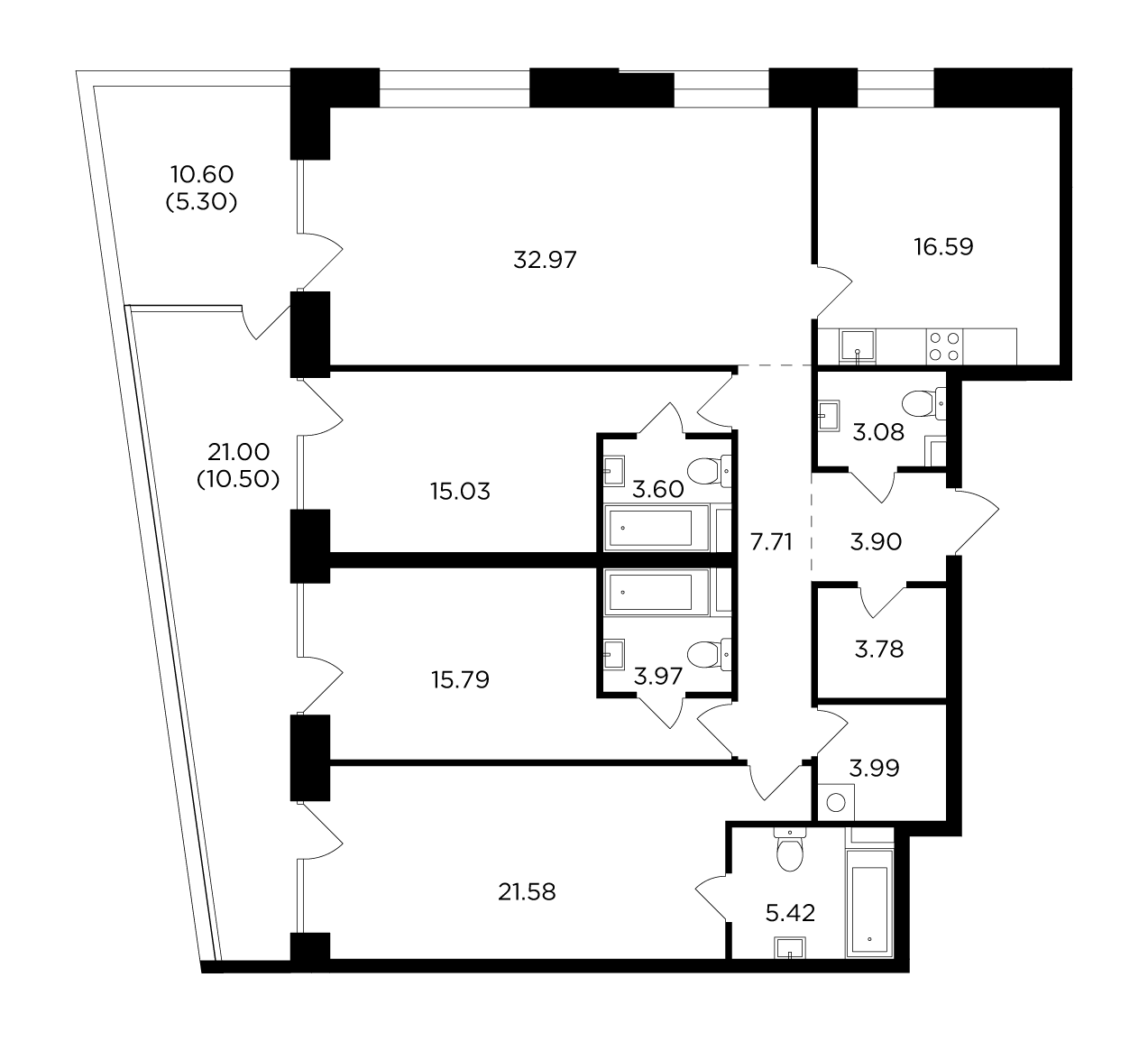 4 комн. квартира, 153.2 м², 18 этаж 
