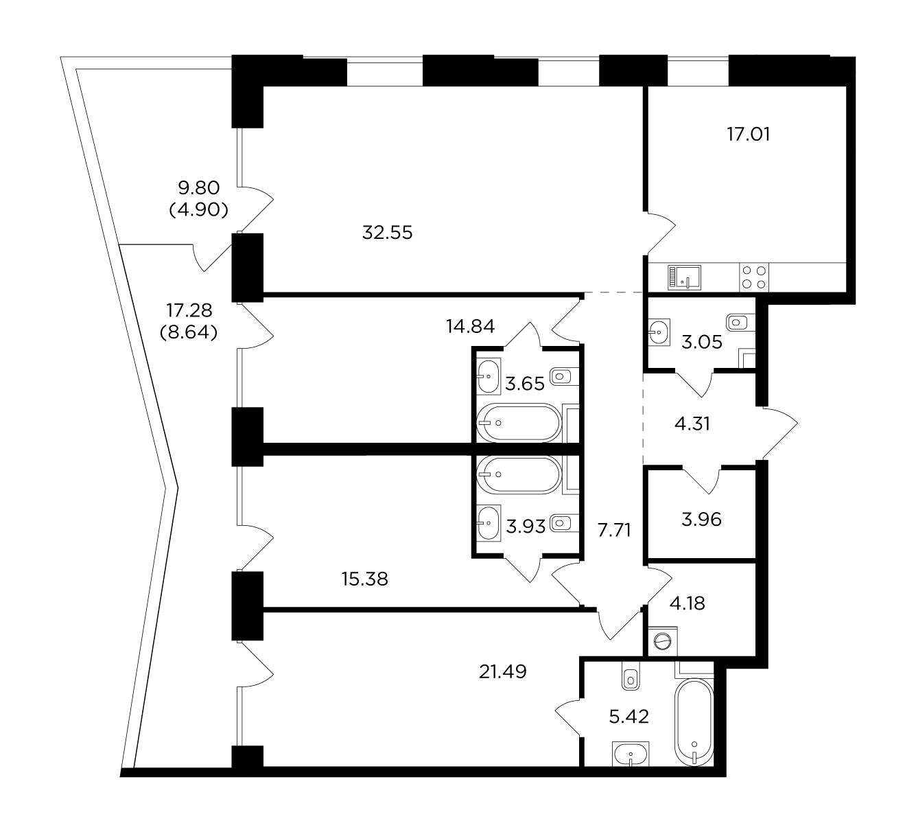 4 комн. квартира, 151 м², 7 этаж 
