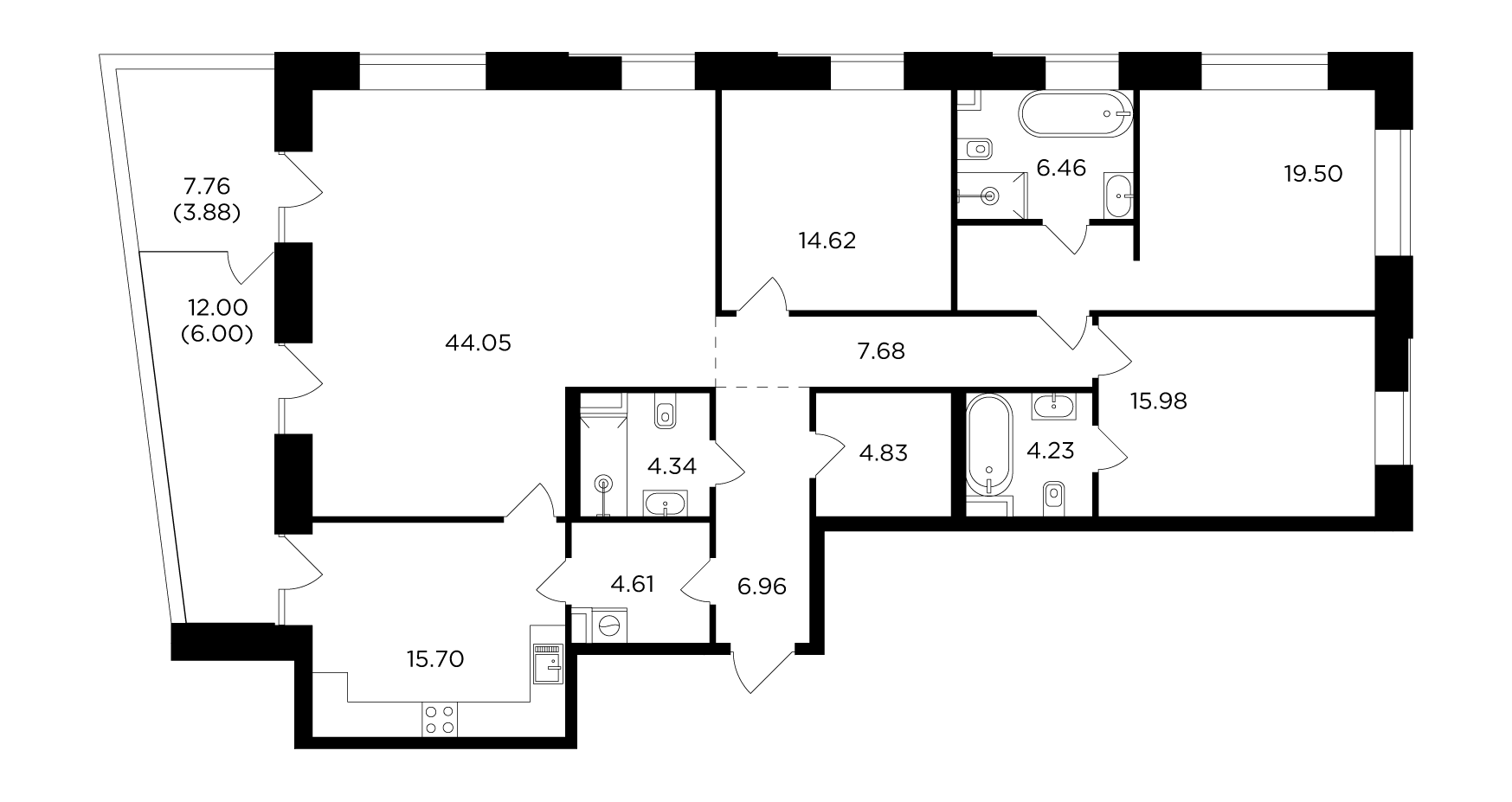 4 комн. квартира, 158.8 м², 18 этаж 