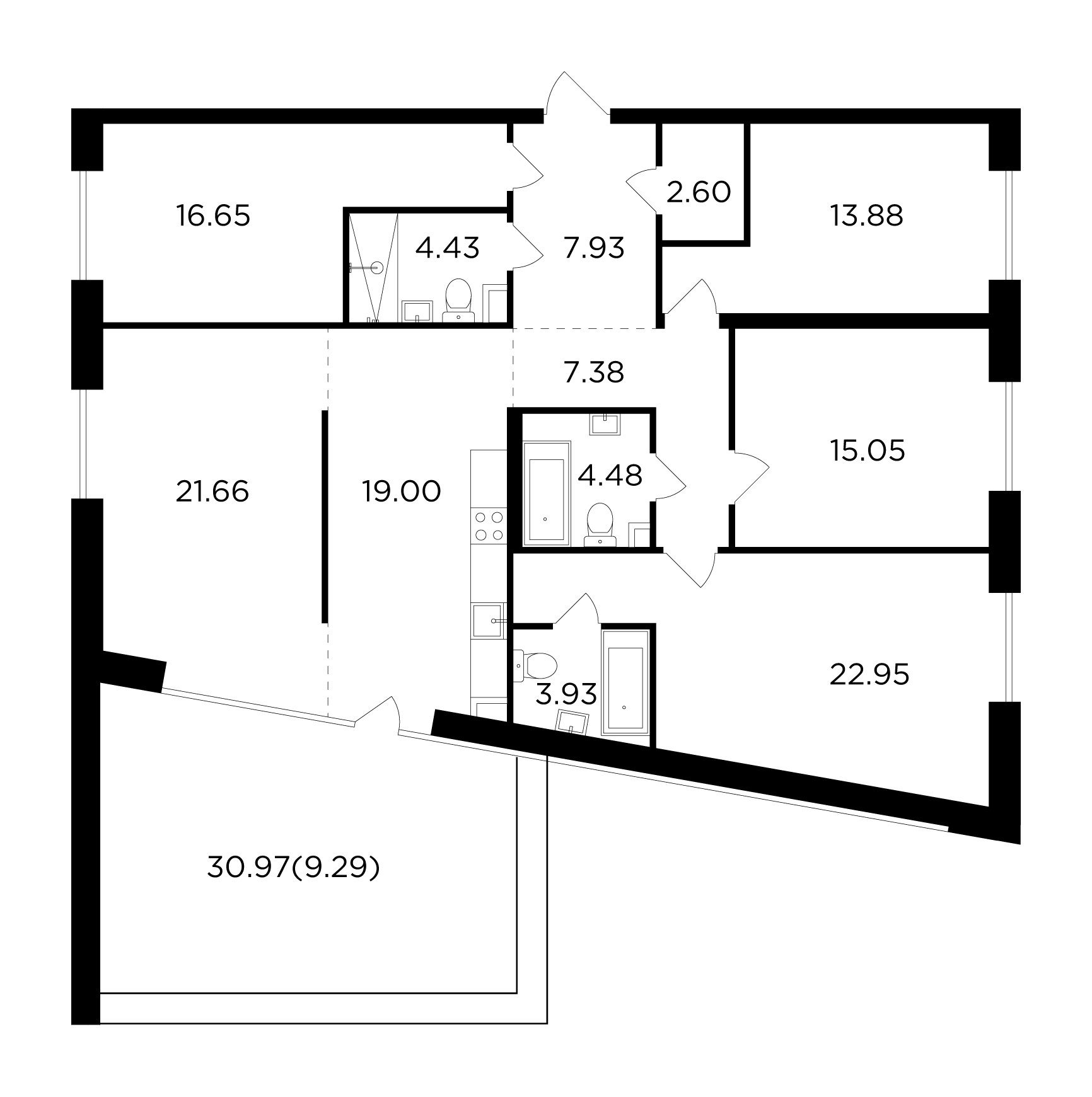 5 комн. квартира, 149.2 м², 15 этаж 