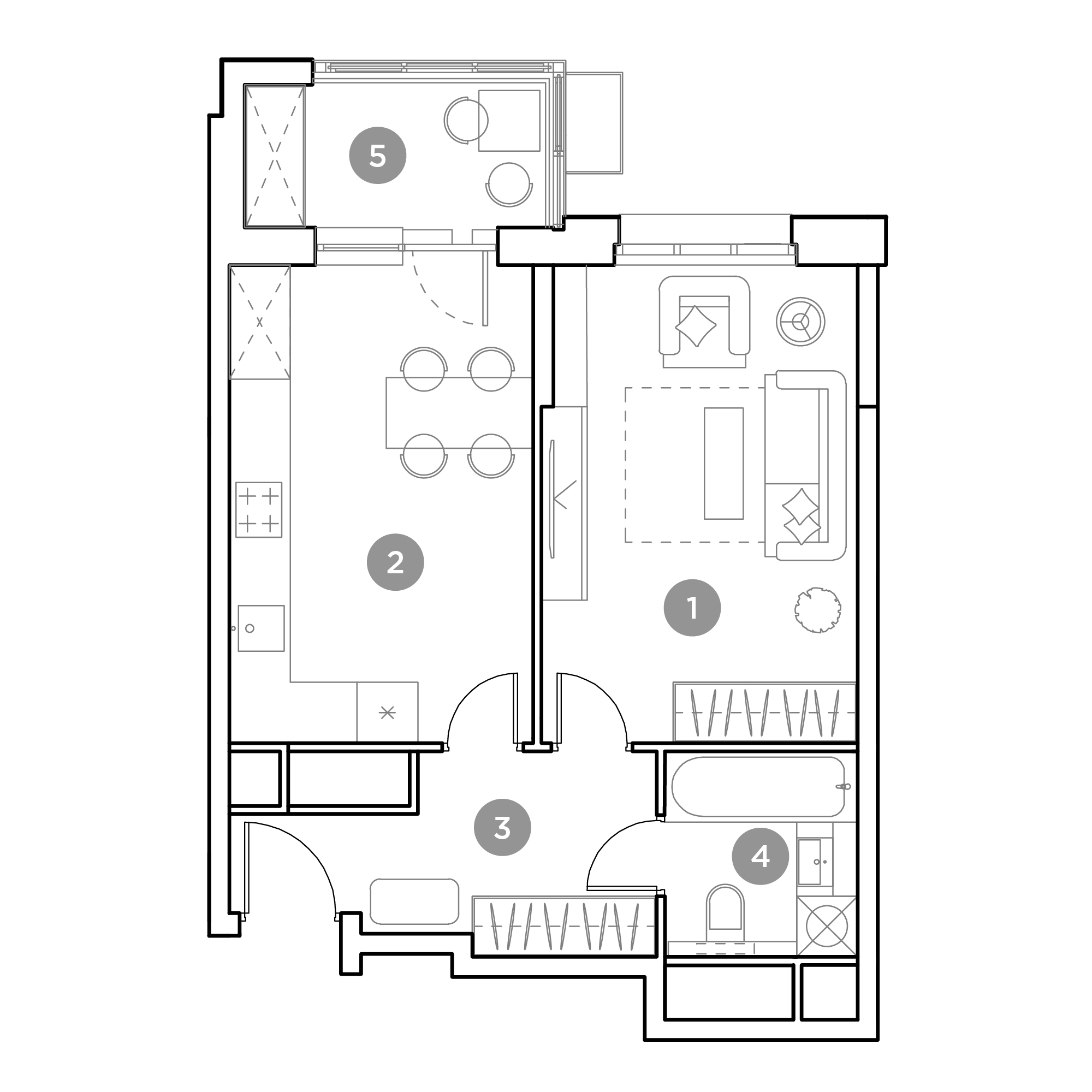 1 комн. квартира, 41.3 м², 19 этаж 