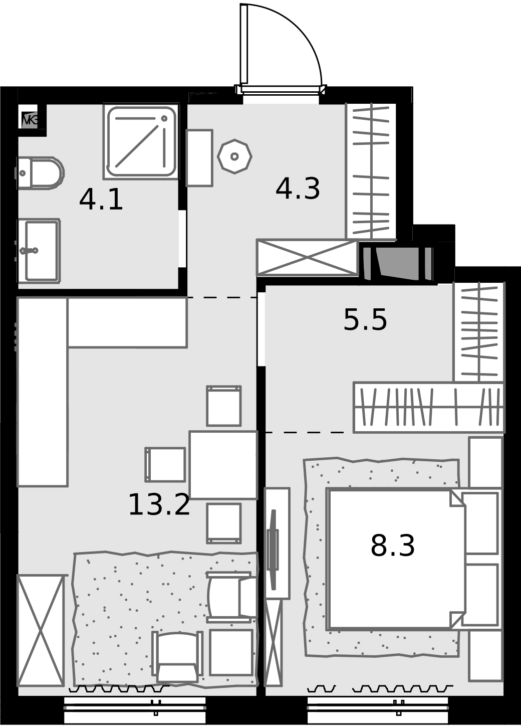 1 комн. квартира, 35.7 м², 27 этаж  (из 28)