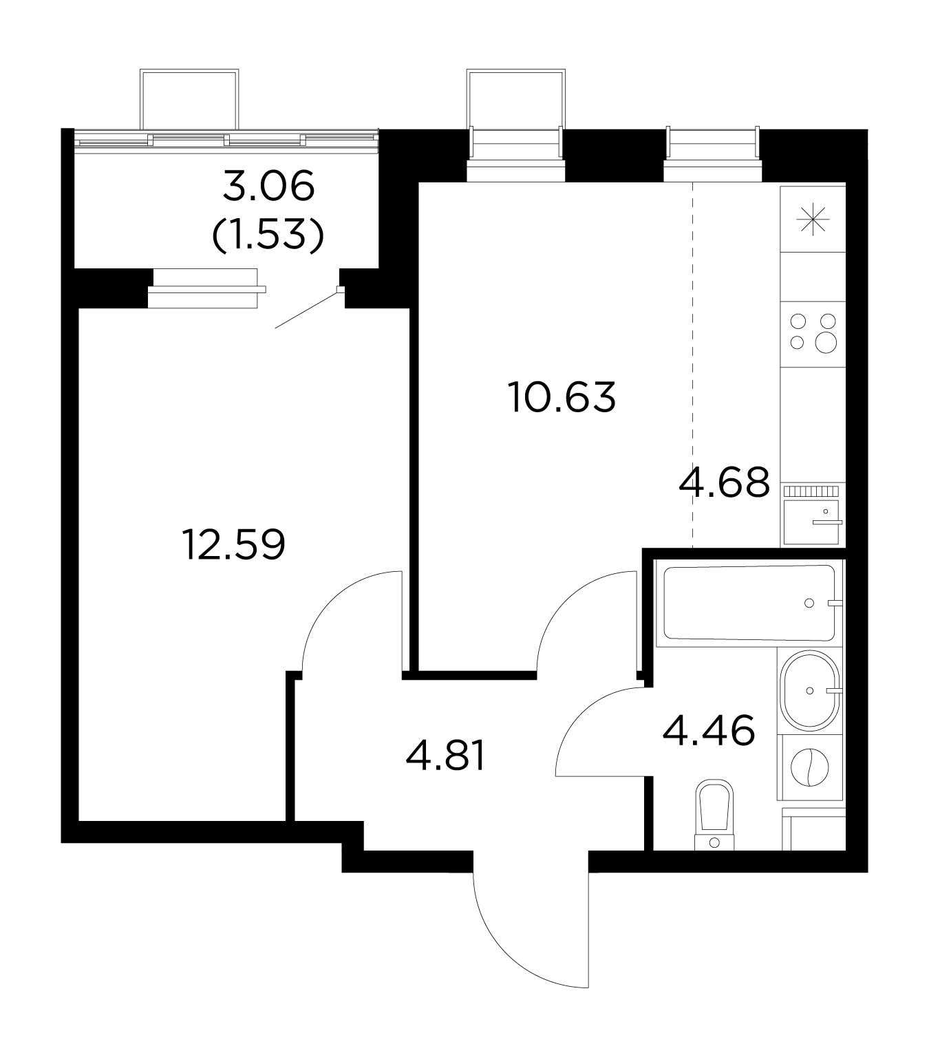 2 комн. квартира, 38.7 м², 11 этаж 