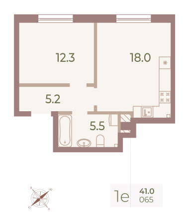 1 комн. квартира, 40.9 м², 9 этаж 