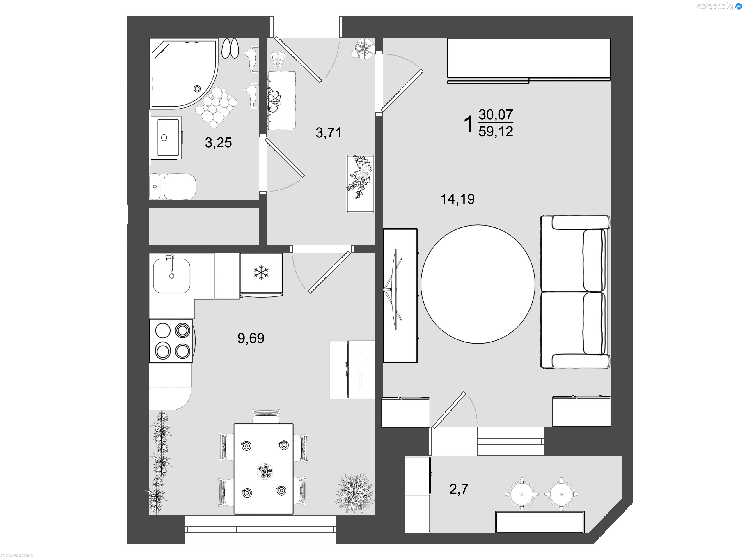 1 комн. квартира, 31.7 м², 1 этаж 