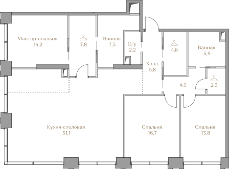 3 комн. квартира, 136.3 м², 4 этаж  (из 18)