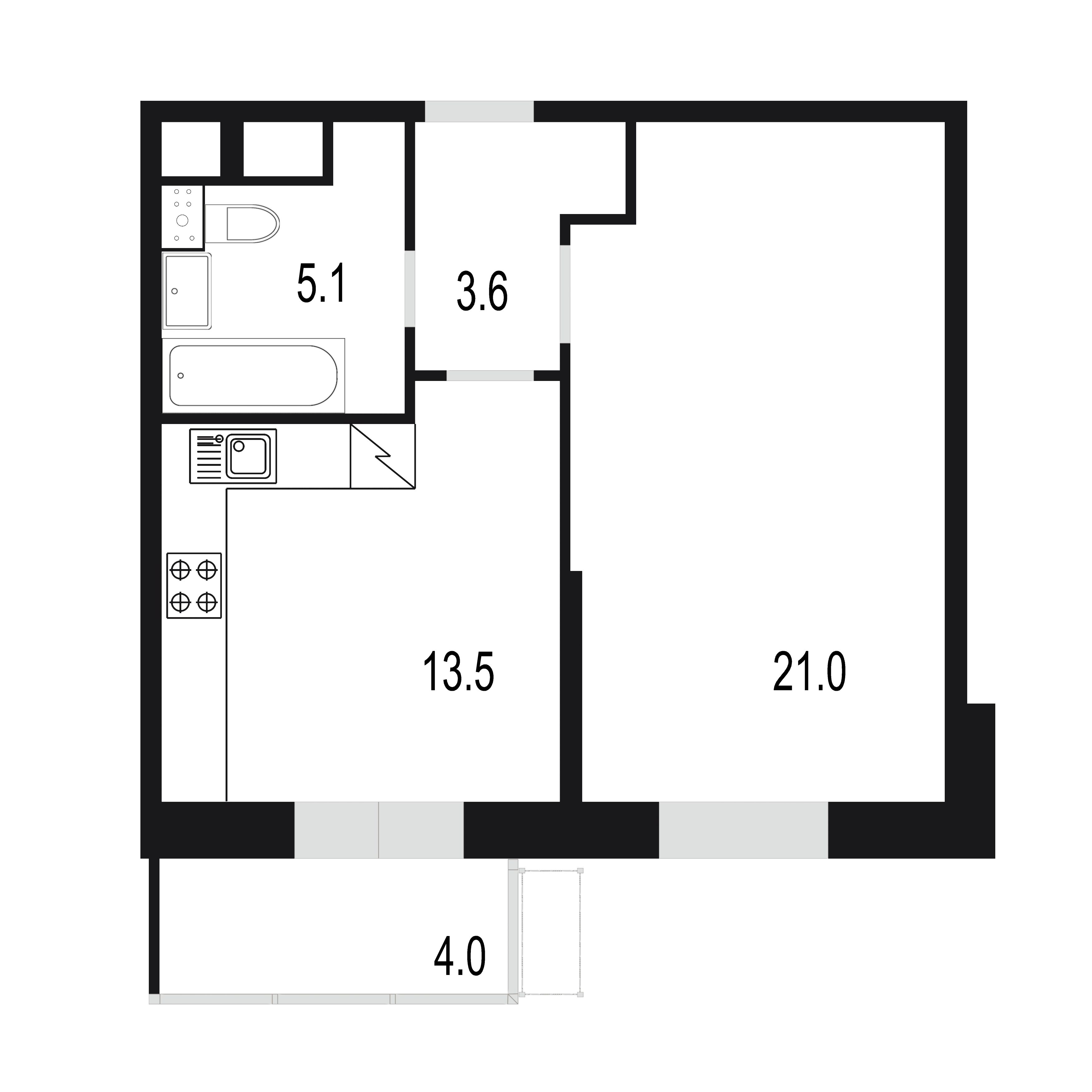 1 комн. квартира, 47.2 м², 11 этаж 