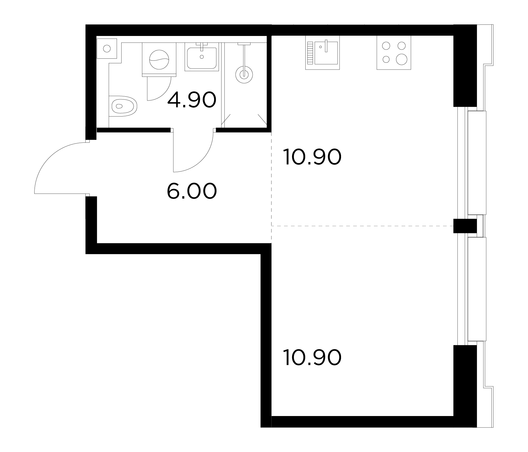 1 комн. квартира, 32.7 м², 8 этаж 