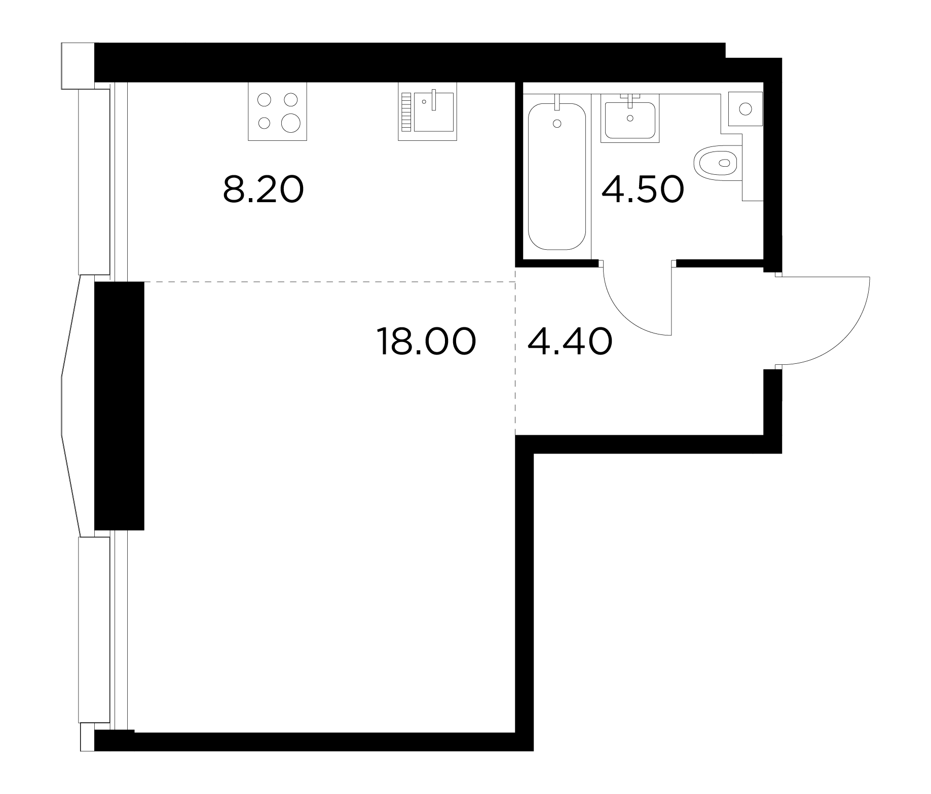 1 комн. квартира, 35.1 м², 7 этаж 