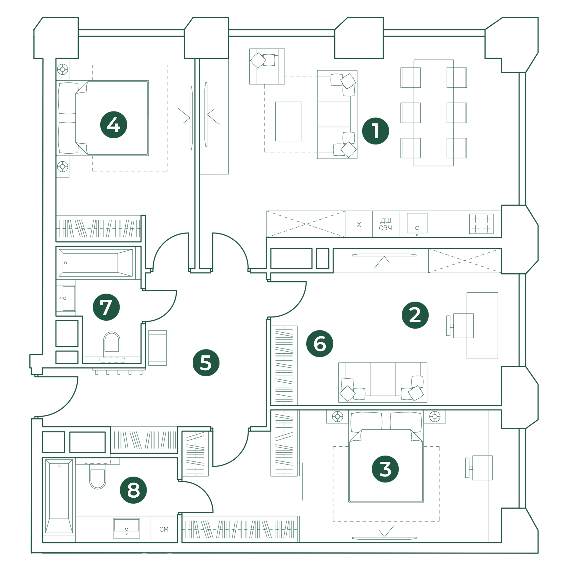 4 комн. квартира, 111.3 м², 3 этаж 