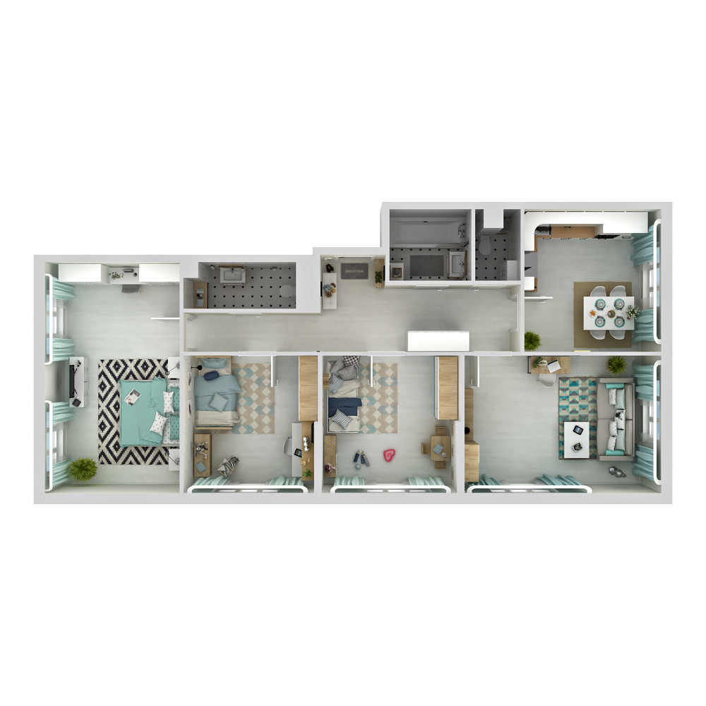 4 комн. квартира, 75.8 м², 2 этаж 