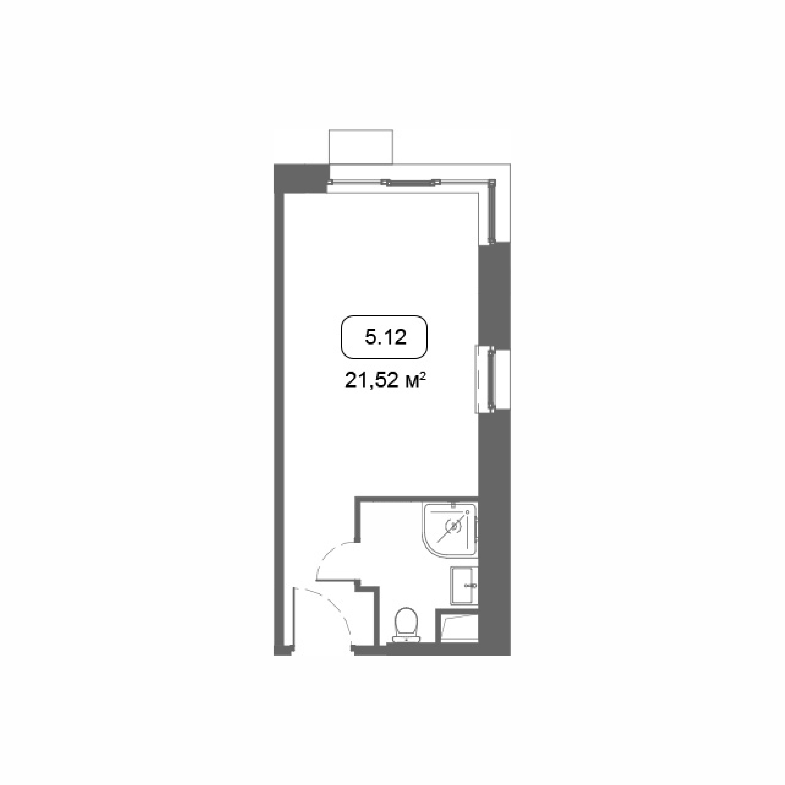 студия, 21.5 м², 7 этаж 