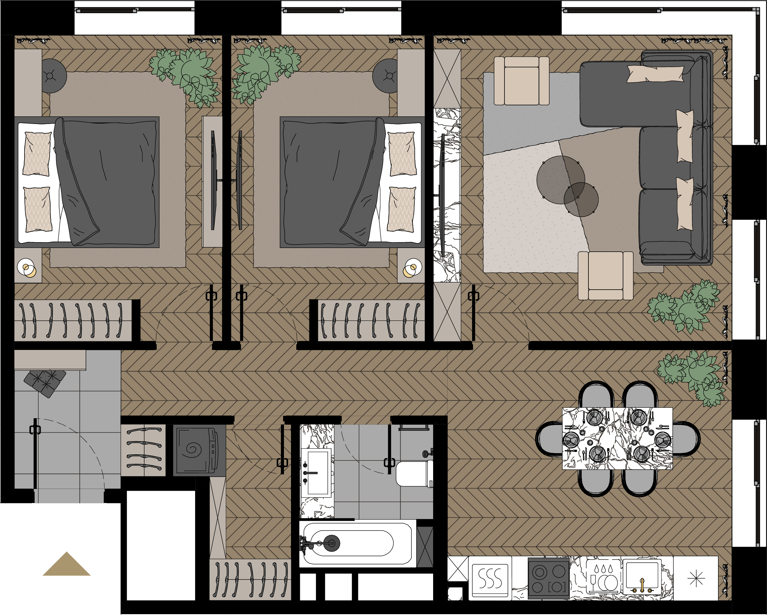 3 комн. квартира, 78.4 м², 21 этаж  (из 23)