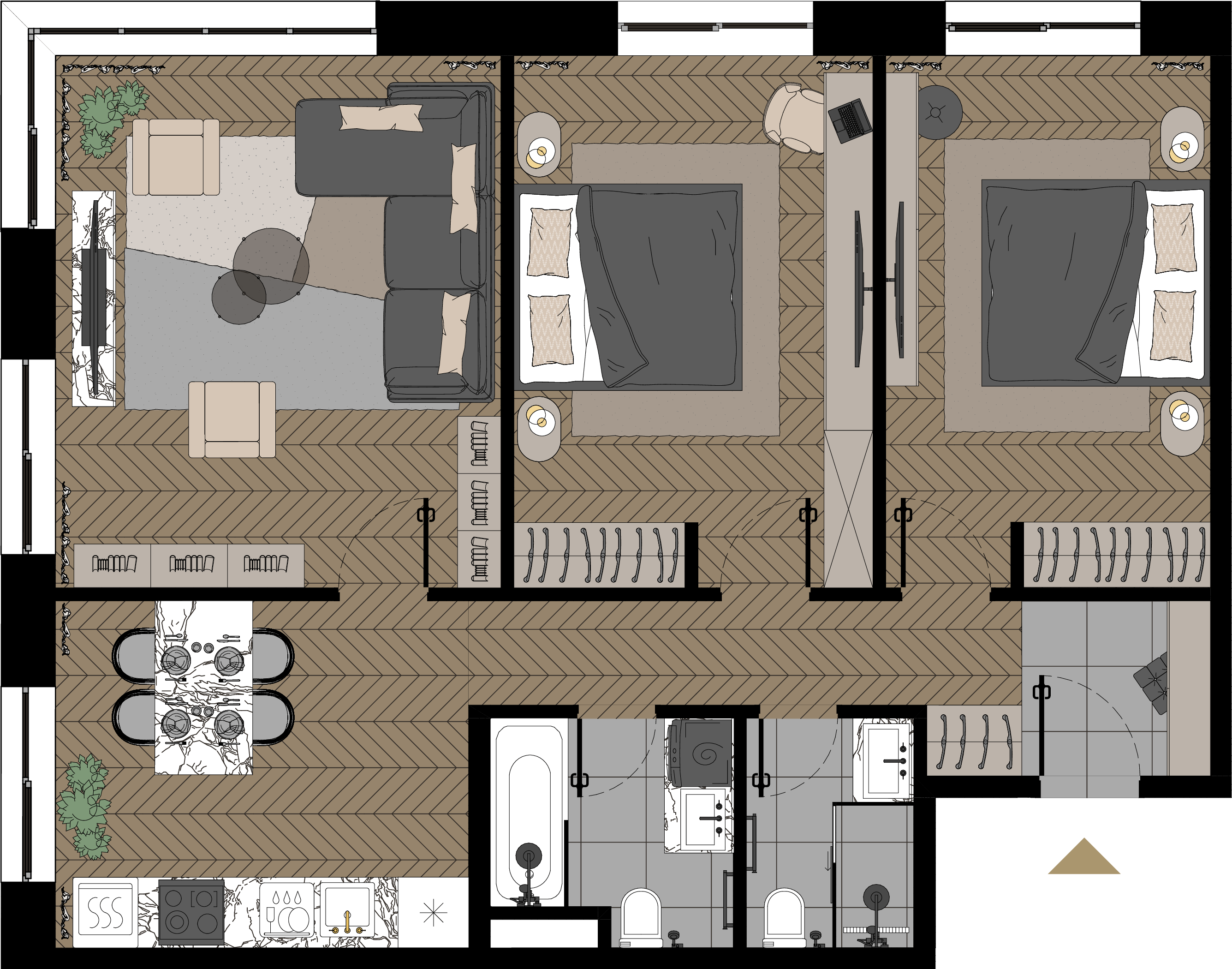 3 комн. квартира, 81.6 м², 22 этаж  (из 23)