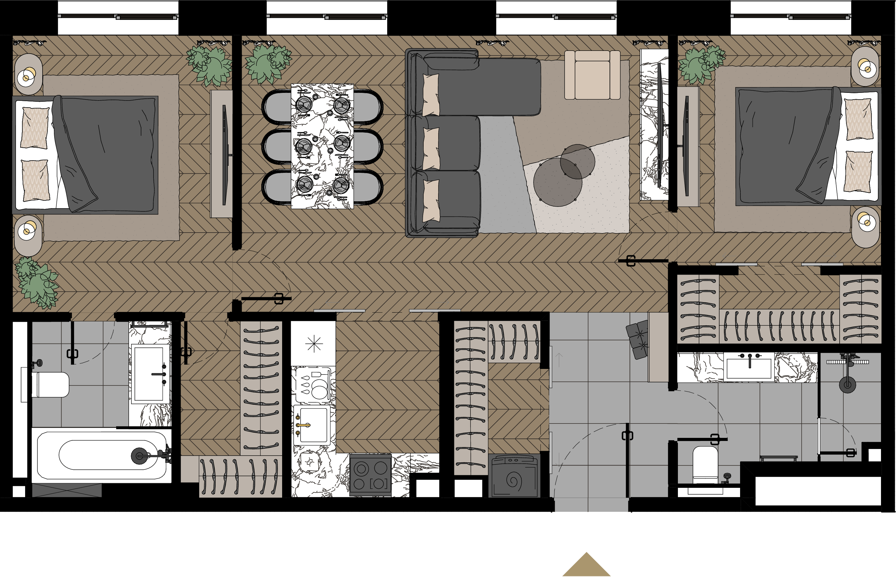 2 комн. квартира, 80 м², 21 этаж  (из 23)