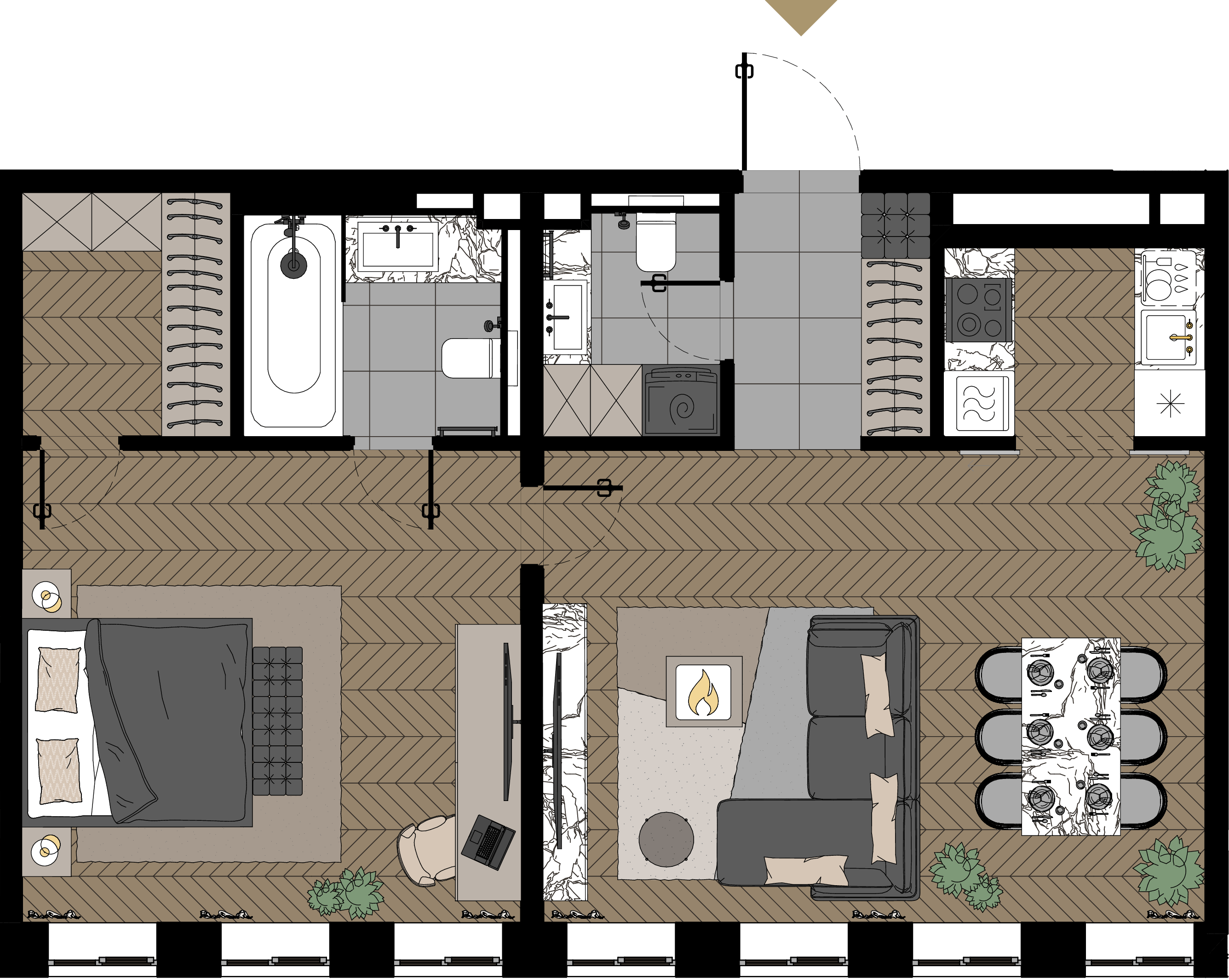 1 комн. квартира, 67.6 м², 23 этаж  (из 23)