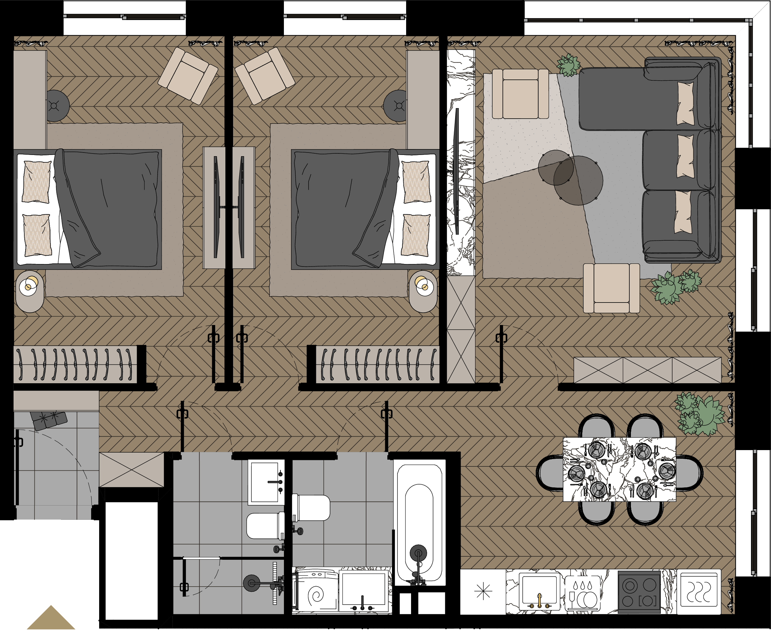 1 комн. квартира, 79.9 м², 22 этаж  (из 23)