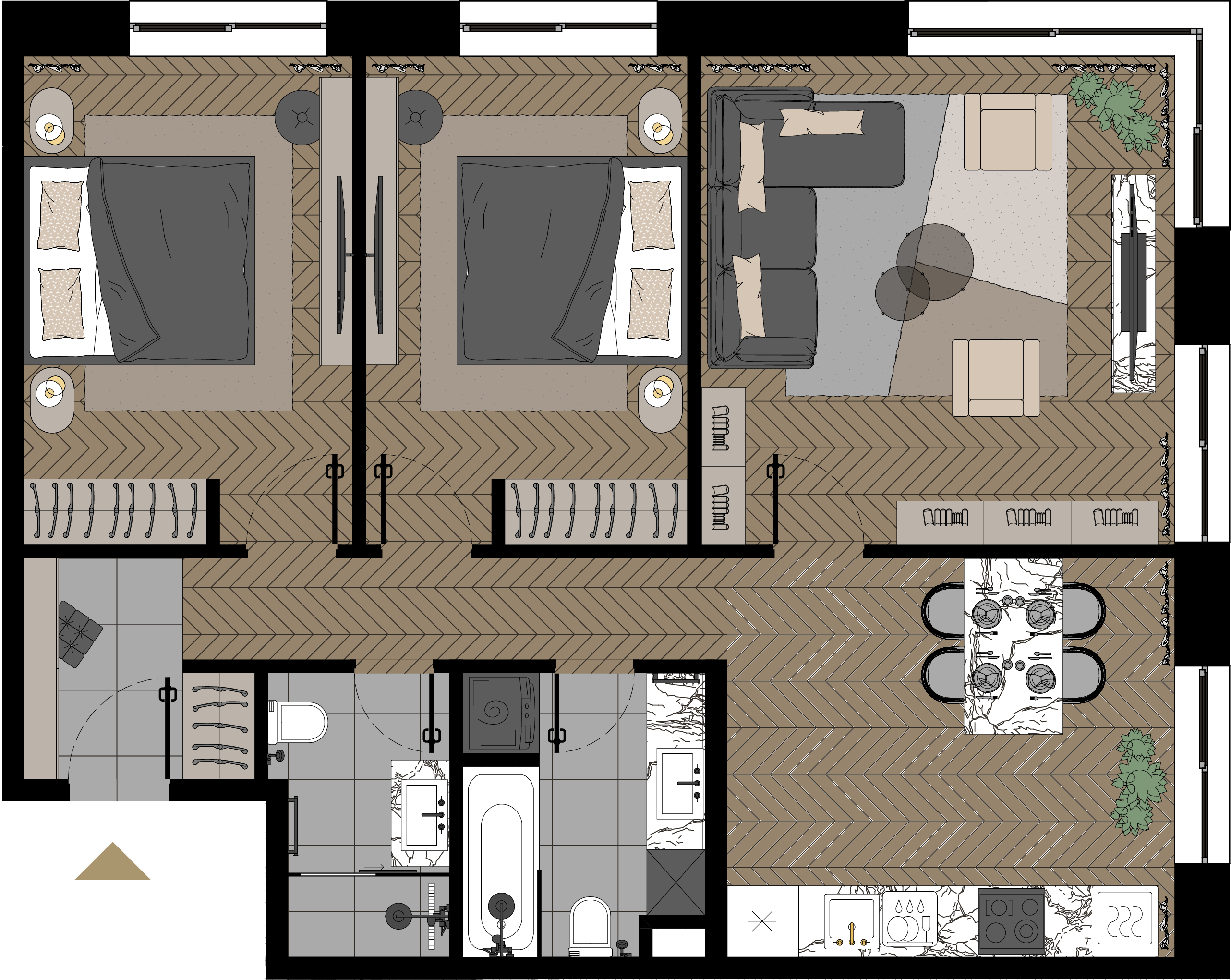 3 комн. квартира, 80.5 м², 21 этаж  (из 23)