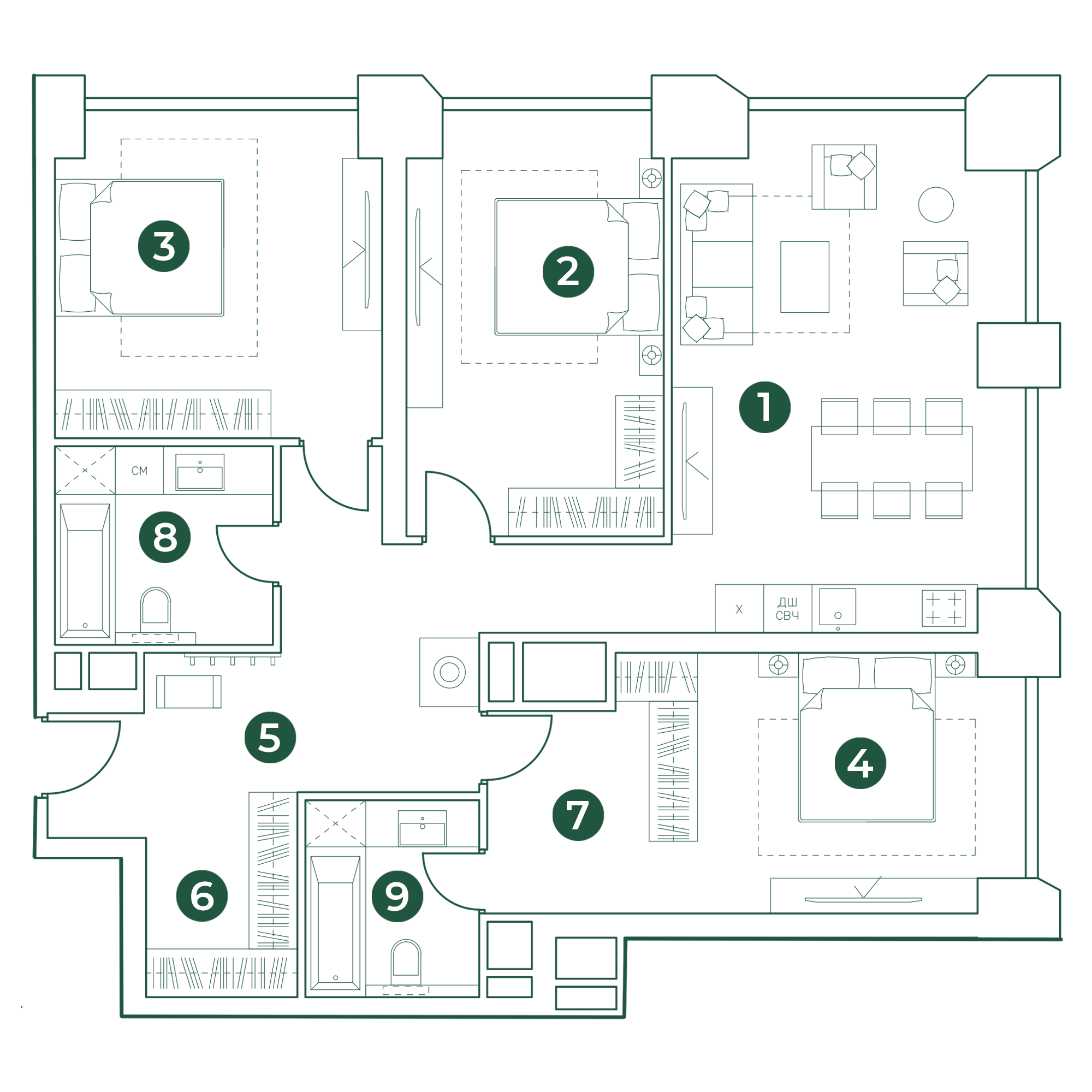 4 комн. квартира, 113.7 м², 6 этаж 