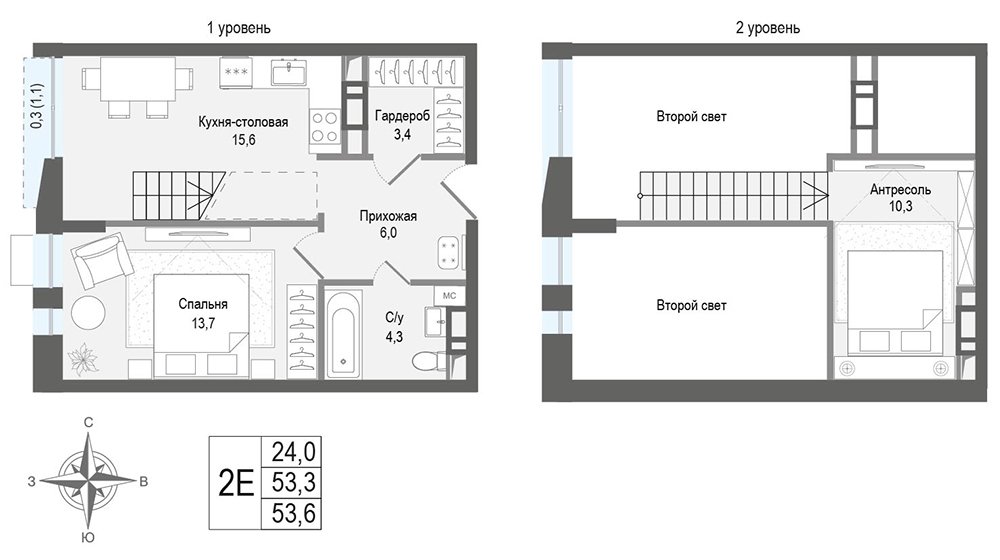 2 комн. квартира, 49.9 м², 8 этаж 