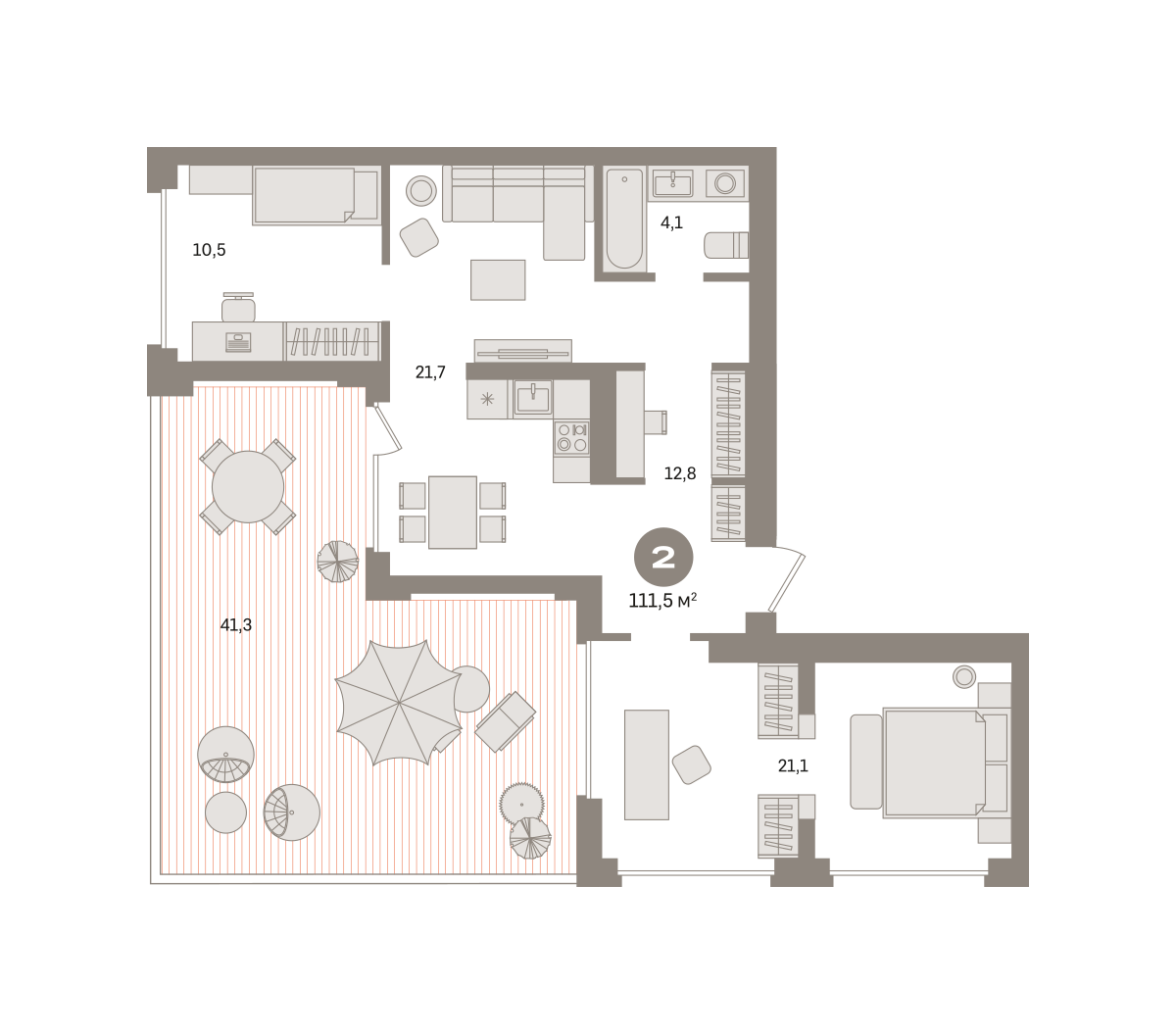 2 комн. квартира, 111.5 м², 18 этаж  (из 24)