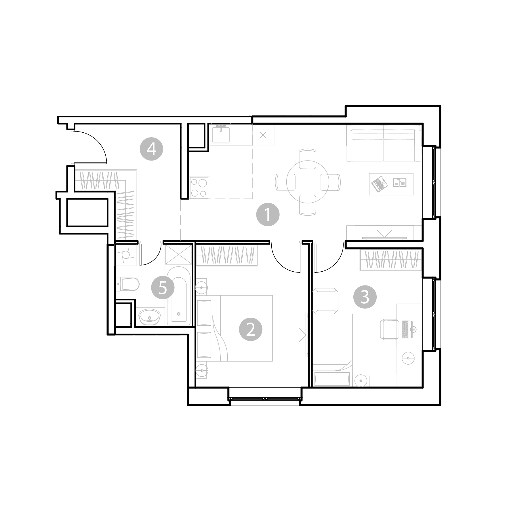 3 комн. квартира, 56.2 м², 2 этаж 
