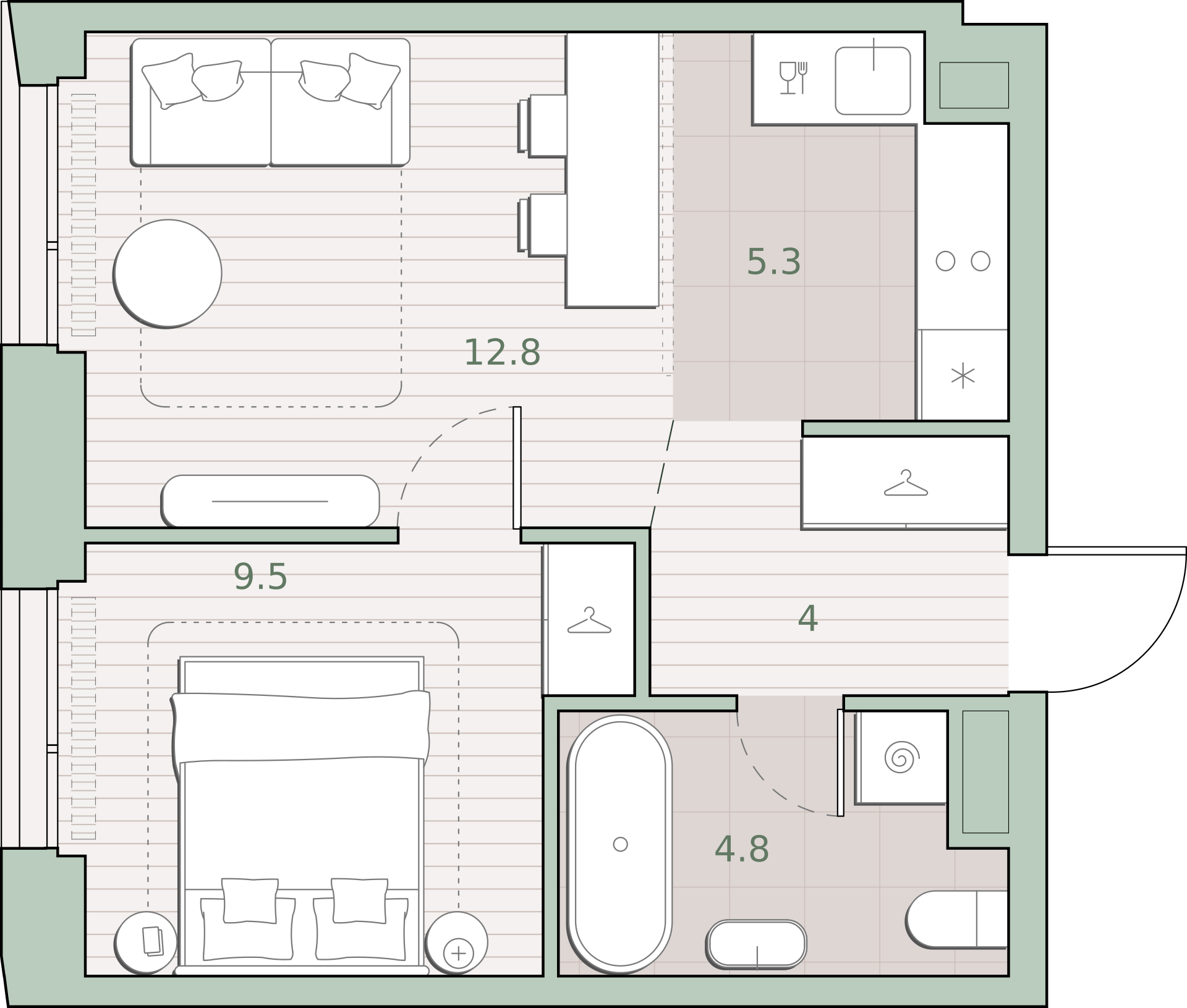 1 комн. квартира, 36.4 м², 16 этаж  (из 27)