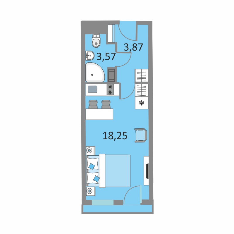 студия, 26.2 м², 12 этаж 