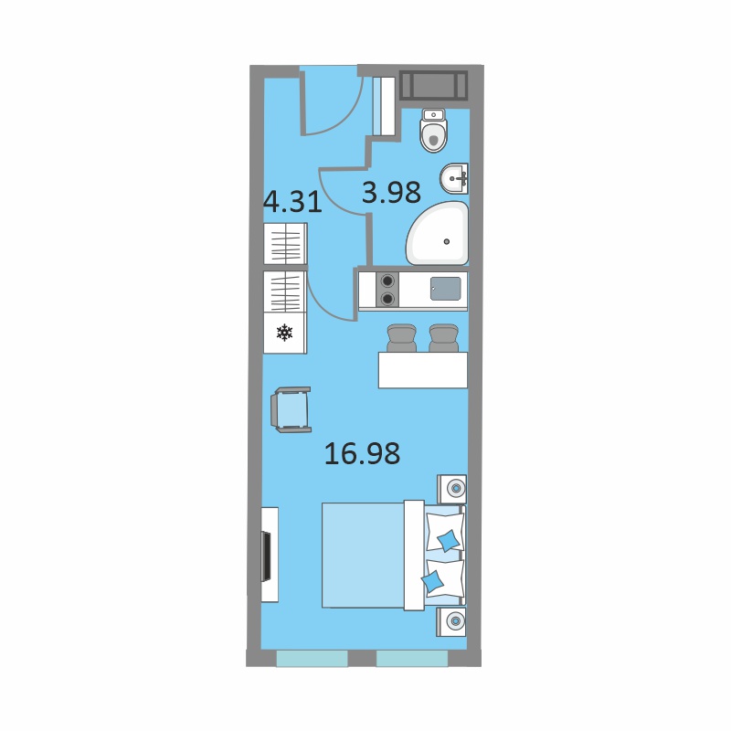 студия, 26.3 м², 11 этаж 