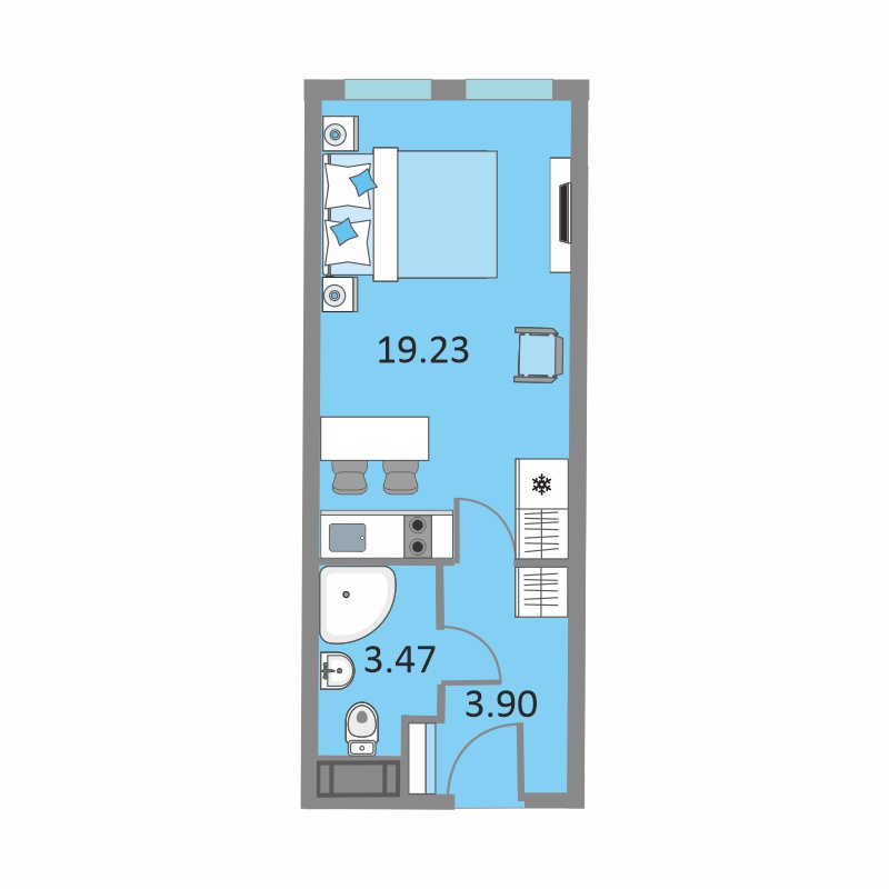 студия, 26.4 м², 11 этаж 