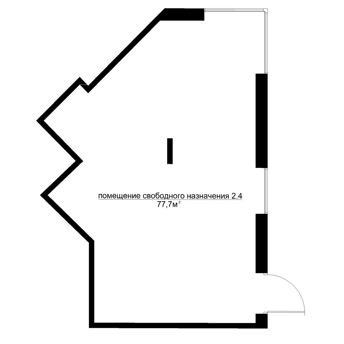 квартира со свободной планировкой, 77.7 м², 1 этаж 