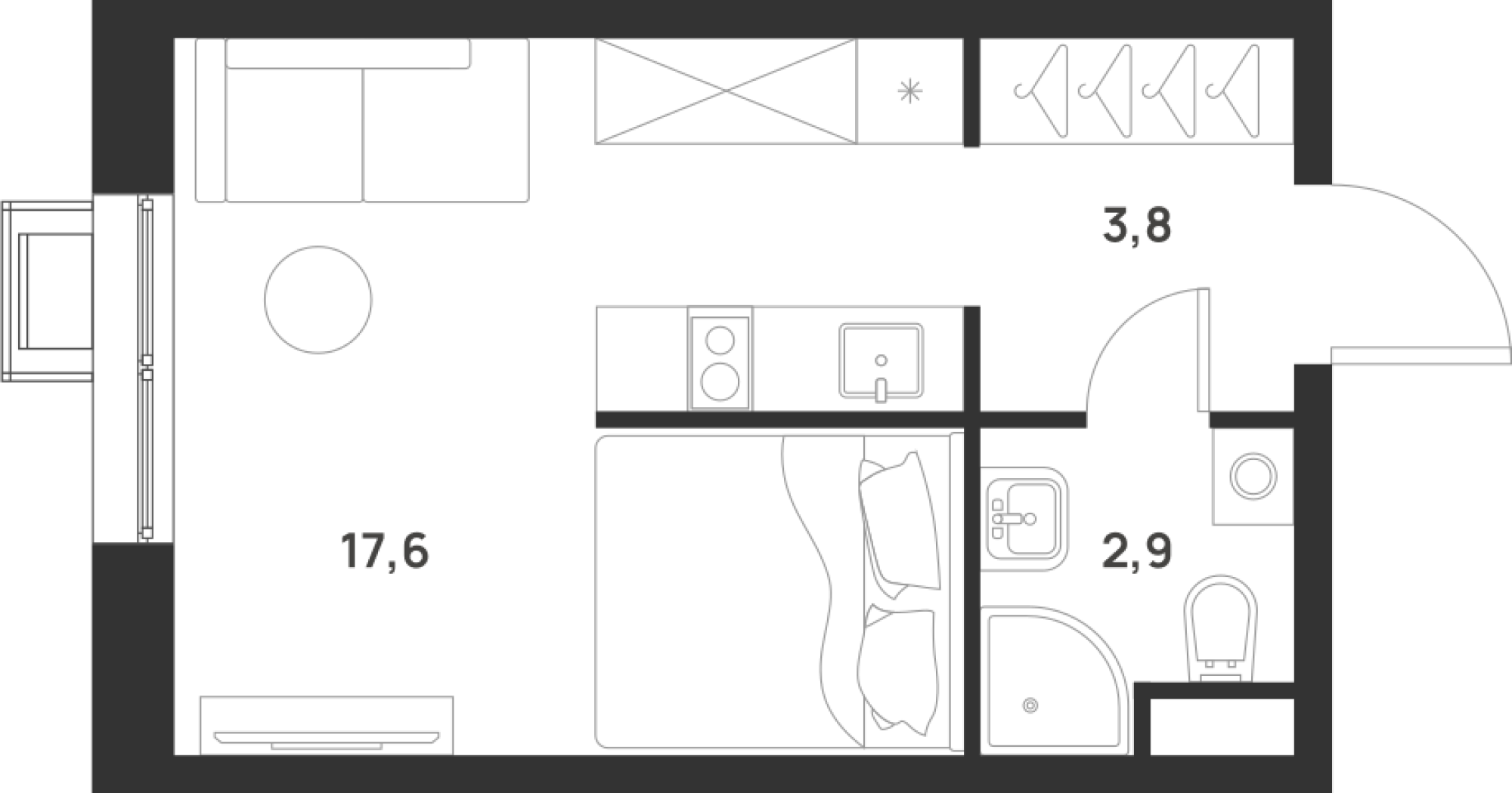 студия, 24.3 м², 3 этаж 