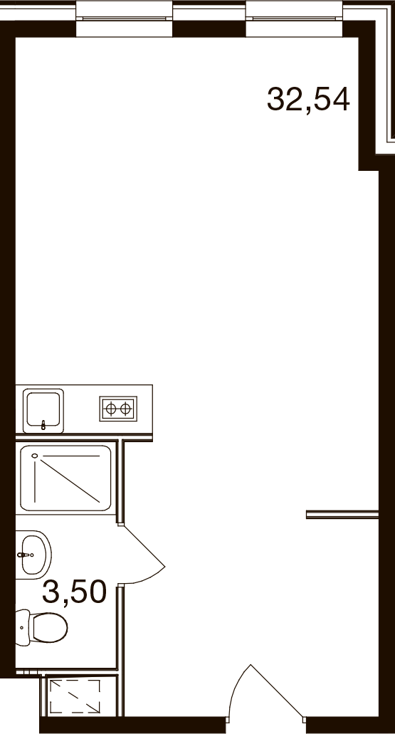 1 комн. квартира, 36.6 м², 4 этаж 