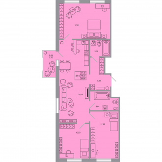 3 комн. квартира, 80.7 м², 9 этаж 