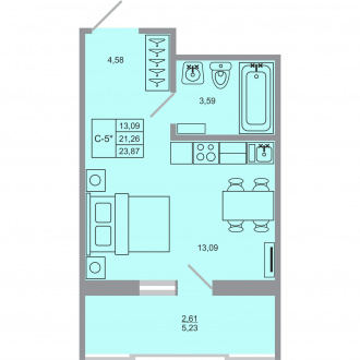 студия, 23.9 м², 11 этаж 