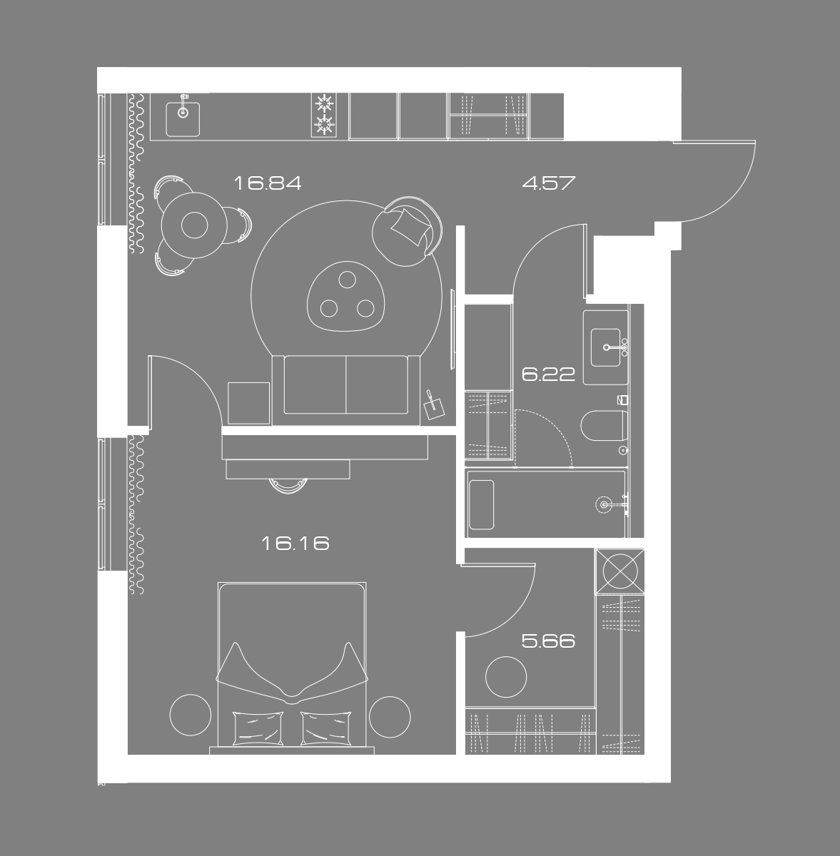 1 комн. квартира, 51.2 м², 11 этаж 