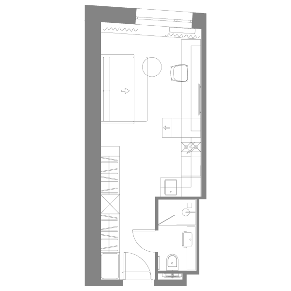 студия, 23.7 м², 14 этаж 