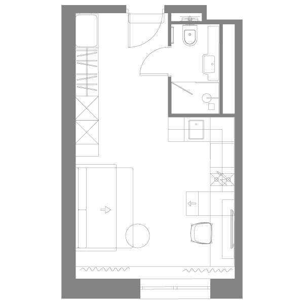 студия, 24.4 м², 14 этаж 