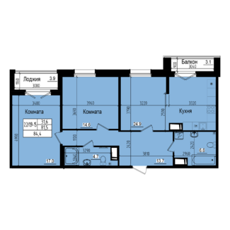2 комн. квартира, 81.5 м², 12 этаж 
