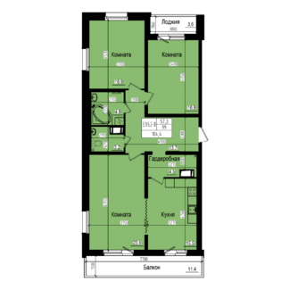 3 комн. квартира, 99 м², 5 этаж 