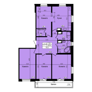 4 комн. квартира, 125.9 м², 13 этаж 