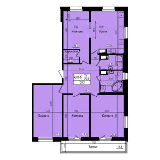 4 комн. квартира, 125.8 м², 14 этаж 