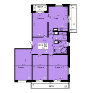 4 комн. квартира, 122.2 м², 17 этаж 