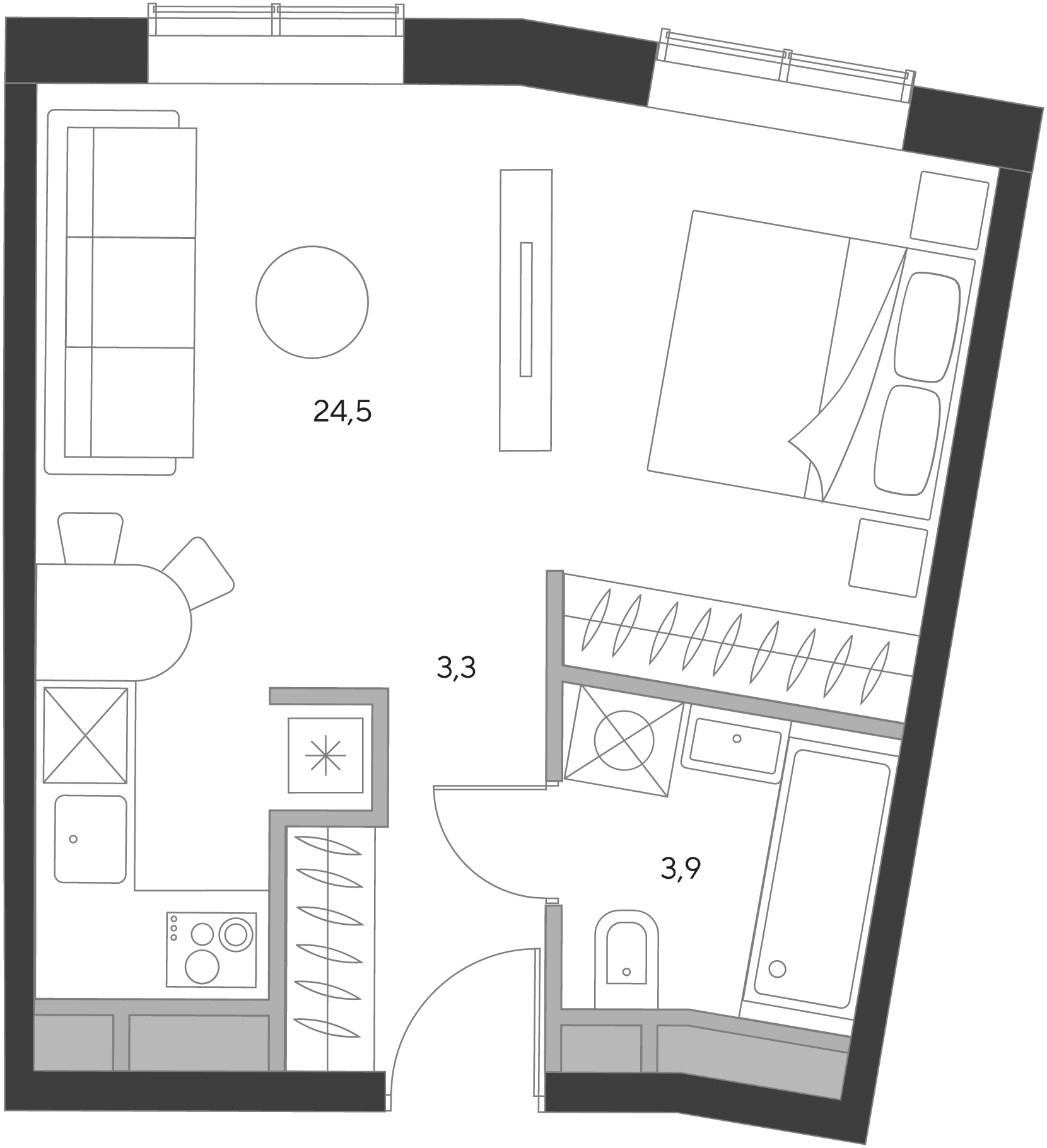 1 комн. квартира, 31.2 м², 21 этаж  (из 21)