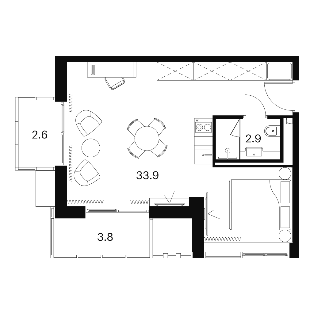 студия, 43.2 м², 17 этаж 
