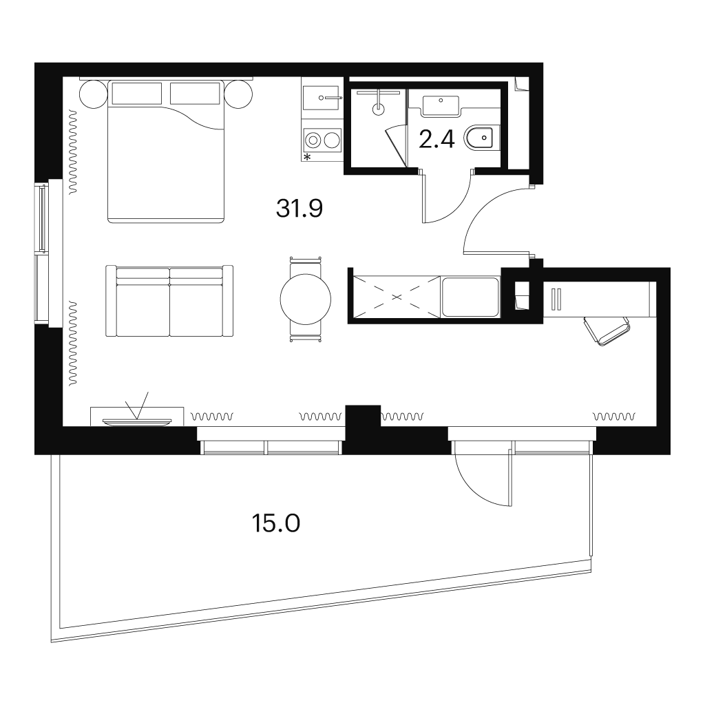 студия, 49.3 м², 7 этаж 
