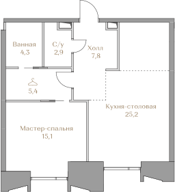 1 комн. квартира, 60.7 м², 3 этаж  (из 18)