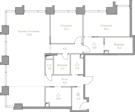 3 комн. квартира, 123.5 м², 3 этаж  (из 18)