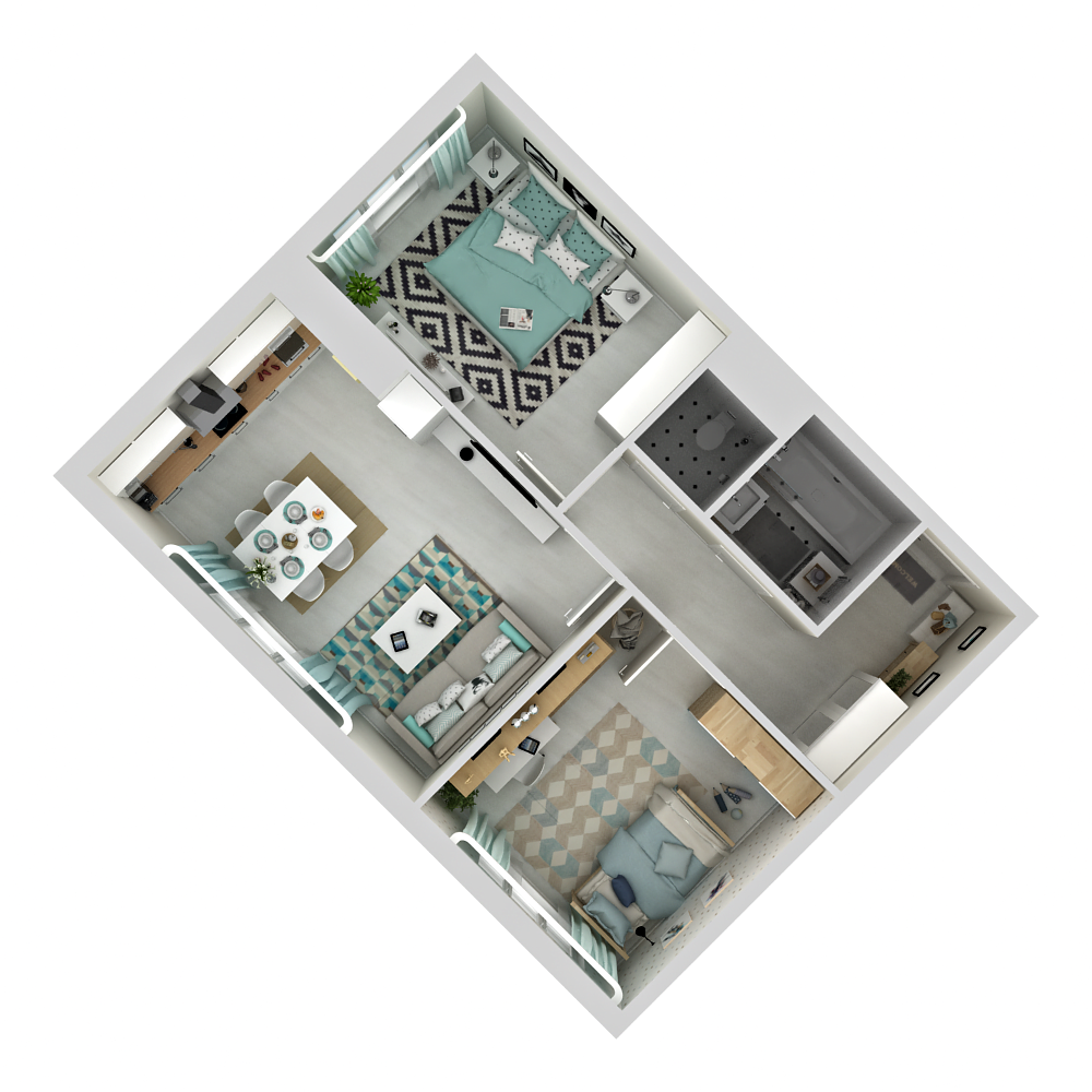 2 комн. квартира, 48.5 м², 19 этаж 