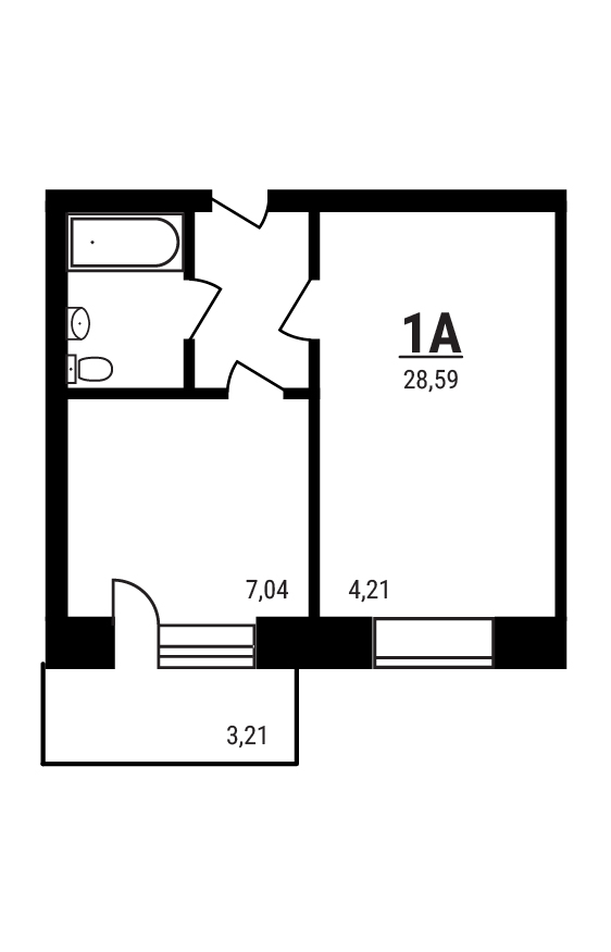1 комн. квартира, 28.6 м², 5 этаж 